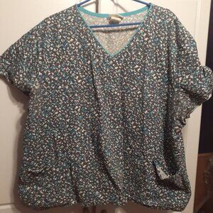 Patterned Scrub Top